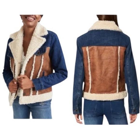 Desigual Jackets & Blazers - Desigual Daniela Sherpa Lined Denim & Faux Suede Patchwork Jacket EU Size 36 NWT